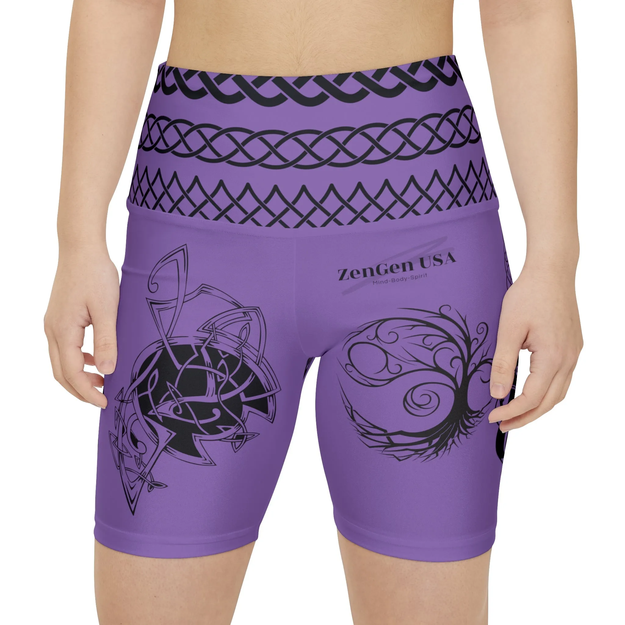 Celtic Tribal Tattoo - Purple Women's Workout Shorts - ZenGen USA ROCK SOLID