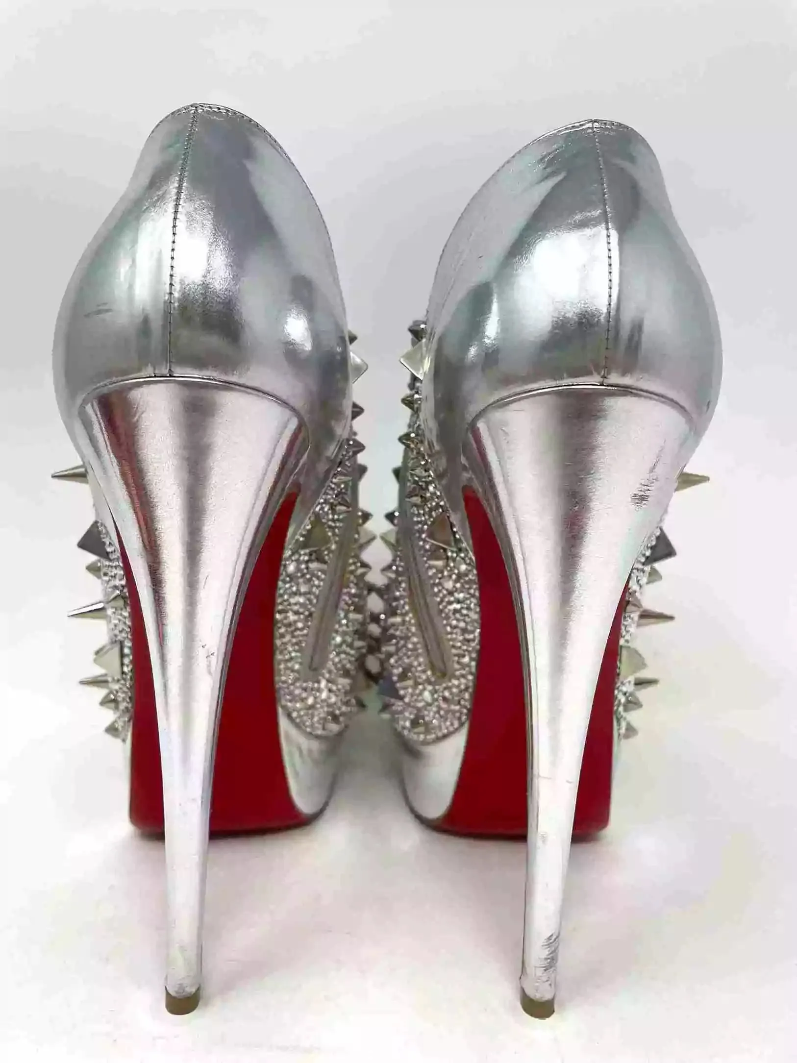 Christian Louboutin Bridget’s Back 160 Silver Crystal Embellished Platform Booties 39