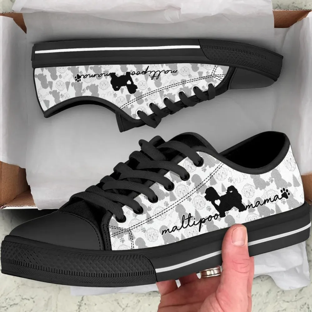 Maltipoo Low Top Shoes - Dog Walking Shoes Men Women, Dog Printed Shoes, Canvas Shoes For Men, Women