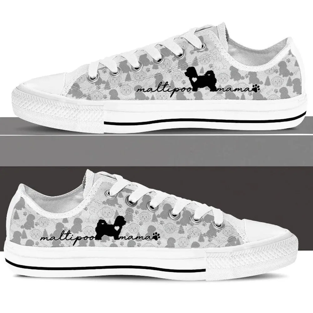 Maltipoo Low Top Shoes - Dog Walking Shoes Men Women, Dog Printed Shoes, Canvas Shoes For Men, Women