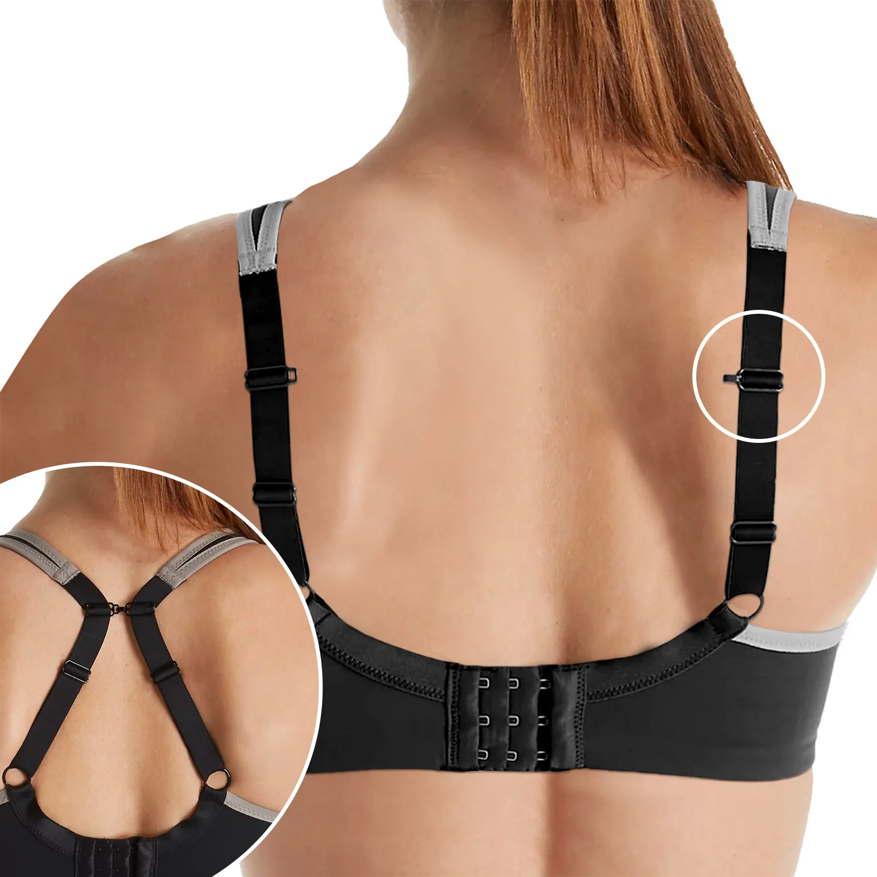 Pauline Full Coverage Underwire Sports Bra B9660 - Black/Gray