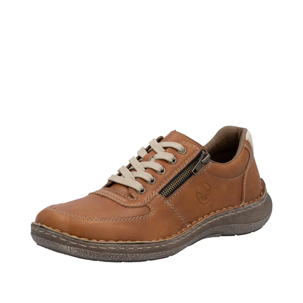 Rieker Mens H Fitting Tan Shoes Laced Comfort 03030-25