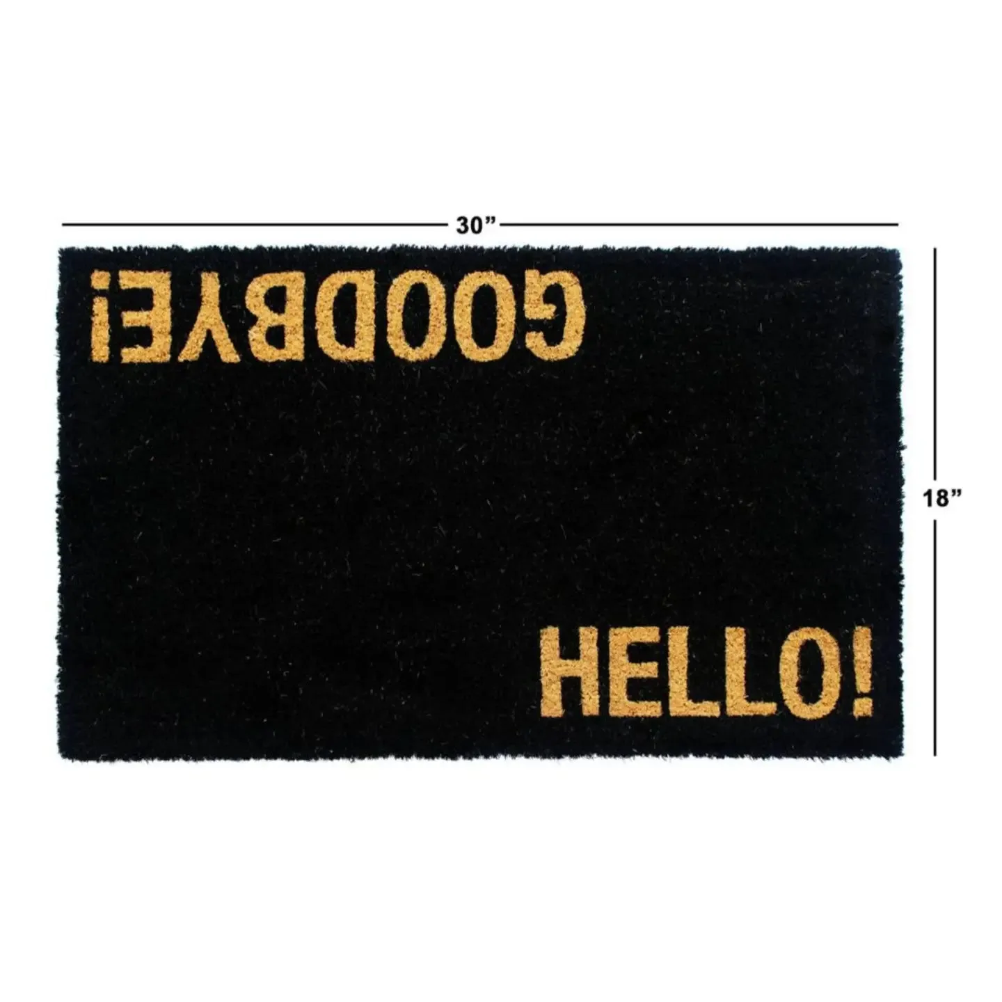 RugSmith Black Hello/Goodbye Coir Doormat, 18" X 30"