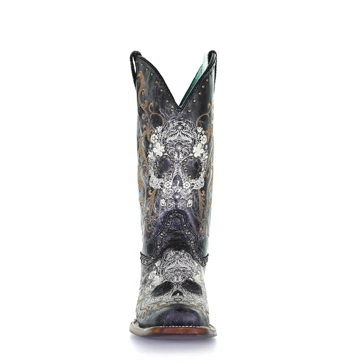 Z5005 - Corral black skull western cowgirl leather boots for women