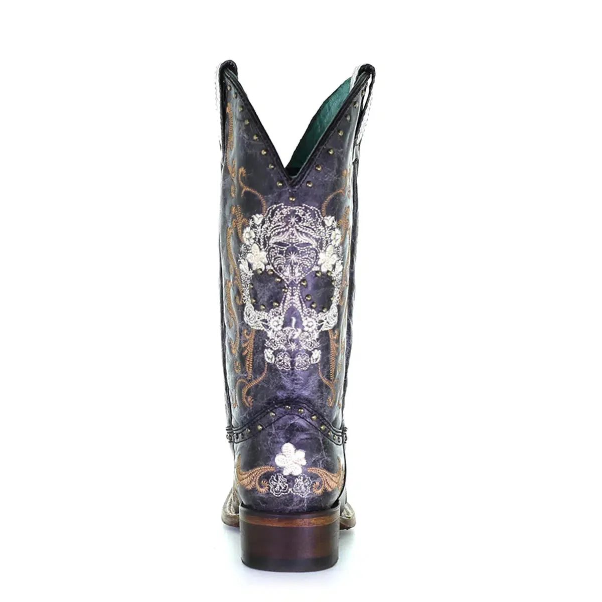 Z5005 - Corral black skull western cowgirl leather boots for women